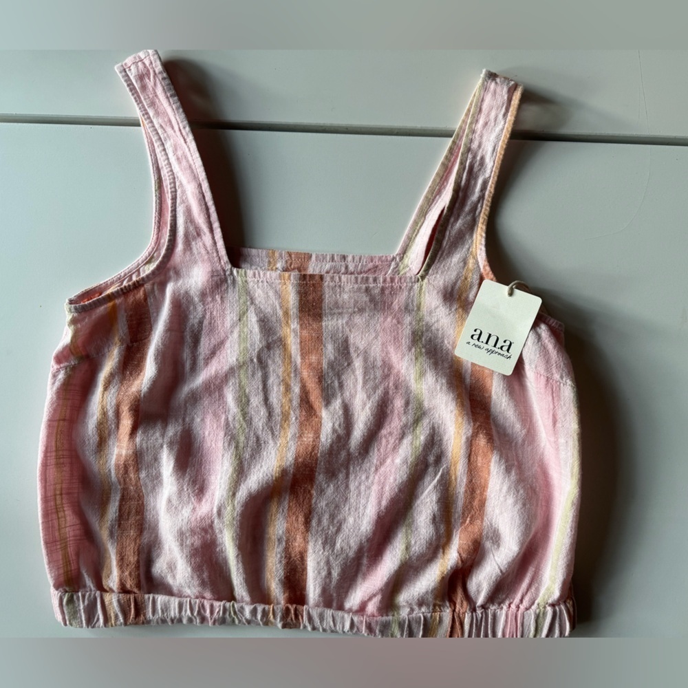 a.n.a NWT Pink and Brown Striped crop tank Top - Picture 2 of 7